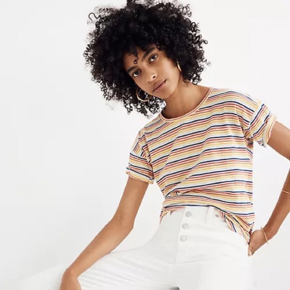 Madewell Whisper Cotton Crewneck Rainbow Tee Size XS